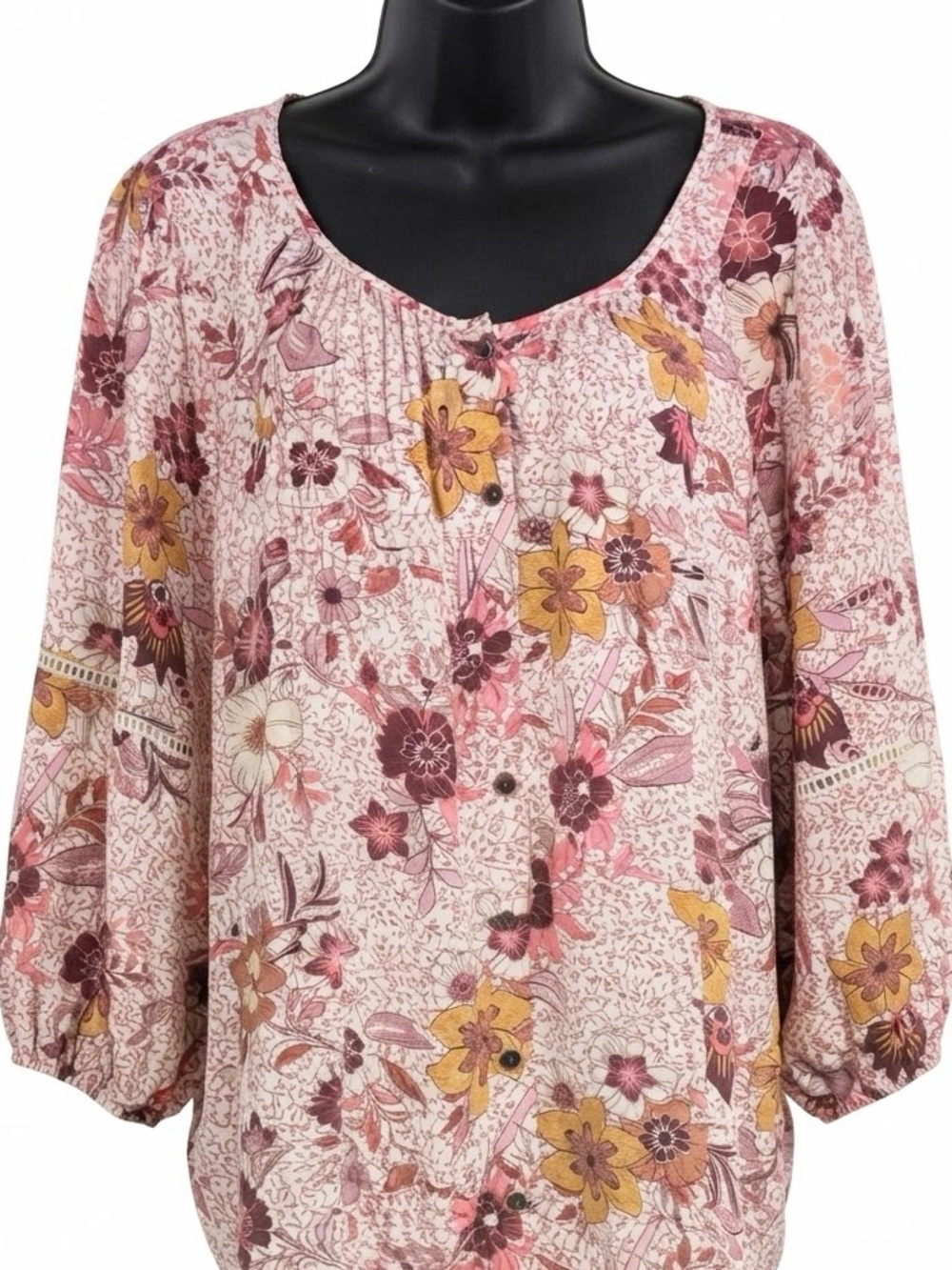 Knox Rose Floral Print Peasant Blouse large